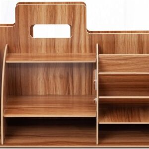 Multi-Compartment Bamboo File Storage Box | Letter Paper and File Desktop Organizer