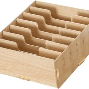 Wooden File Storage Box with Lid | Adjustable Compartment File Organizer