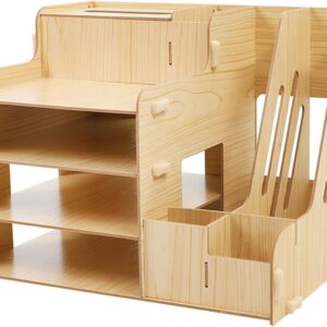 Multi-Layer Wooden File Storage Box | Desktop Document Sorting Box