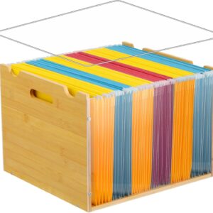 Bamboo and Wood Lid Portable File Storage Box | Letter Size File Storage Box