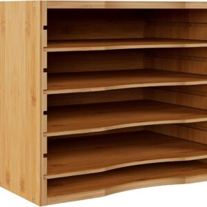 Five-Layer Bamboo File Storage Box | Desktop File Sorting Rack