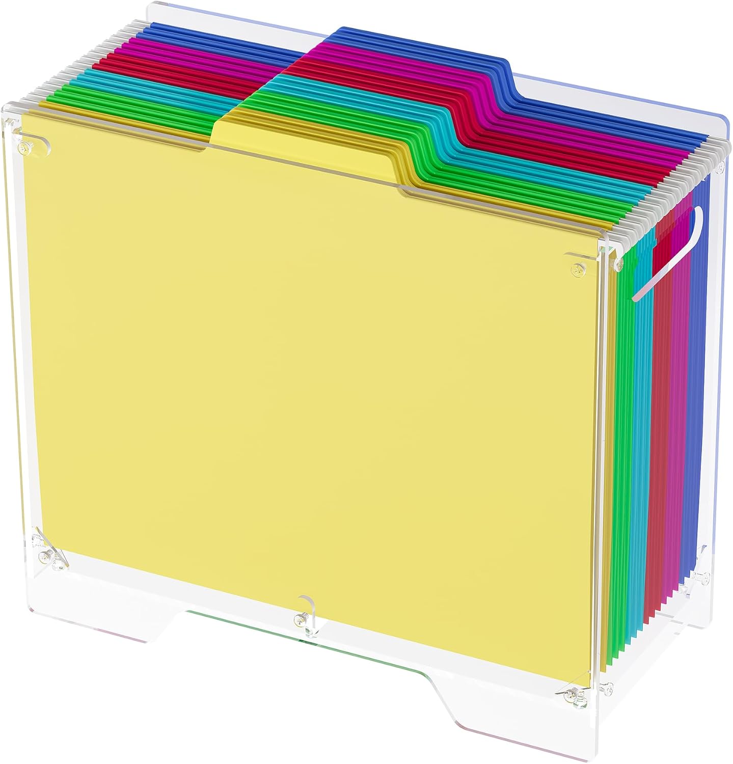 Vertical Transparent File Storage Box | Hanging Folder Desktop Organizer