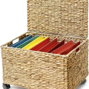 Woven Style Mobile File Storage Box | Hanging File and Document Organizer Basket