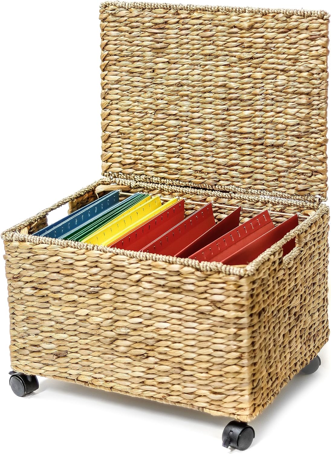 Woven Style Mobile File Storage Box | Hanging File and Document Organizer Basket